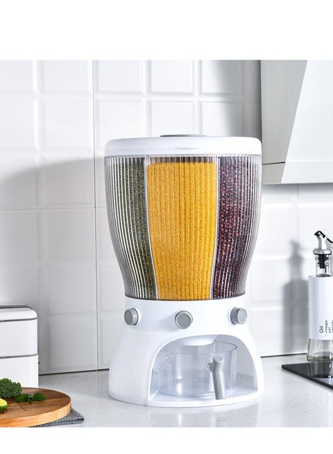 360 Degree Rotatable Large Capacity 4 Grid Food Dispenser Cereal Containers With Measuring Cup