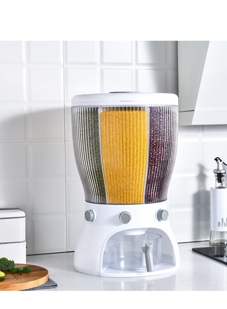 360 Degree Rotatable Large Capacity 4 Grid Food Dispenser Cereal Containers With Measuring Cup