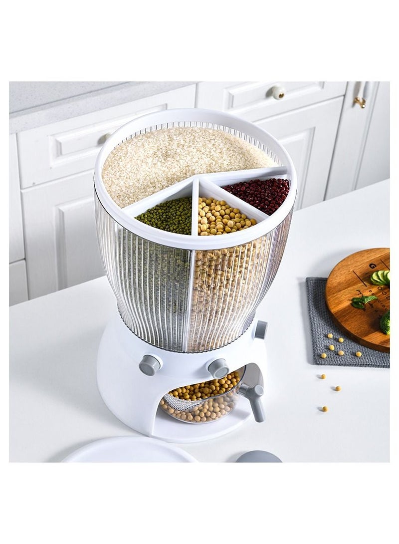 360 Degree Rotatable Large Capacity 4 Grid Food Dispenser Cereal Containers With Measuring Cup