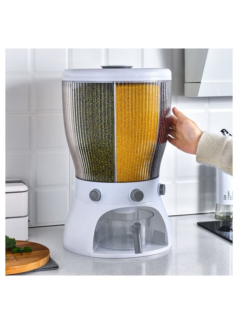 360 Degree Rotatable Large Capacity 4 Grid Food Dispenser Cereal Containers With Measuring Cup