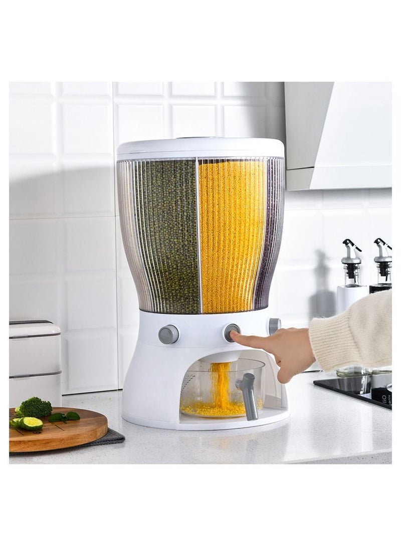 360 Degree Rotatable Large Capacity 4 Grid Food Dispenser Cereal Containers With Measuring Cup