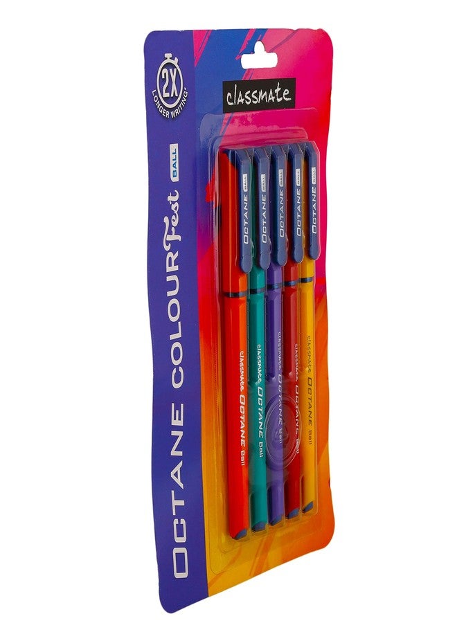 Classmate Octane Colour Fest Ball Pen - Blue, Pack of 5 - Image 3