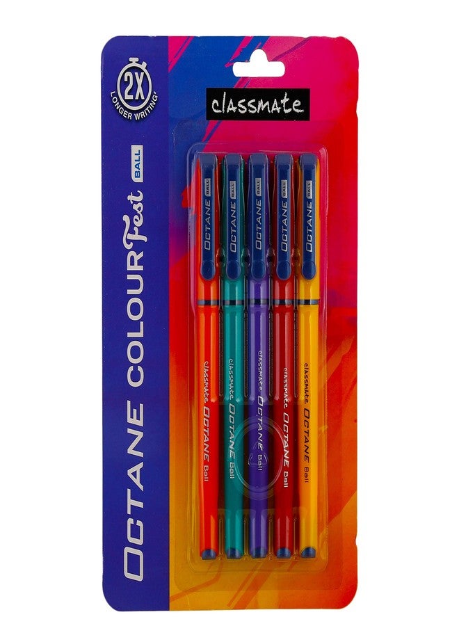 Classmate Octane Colour Fest Ball Pen - Blue, Pack of 5 - Image 1