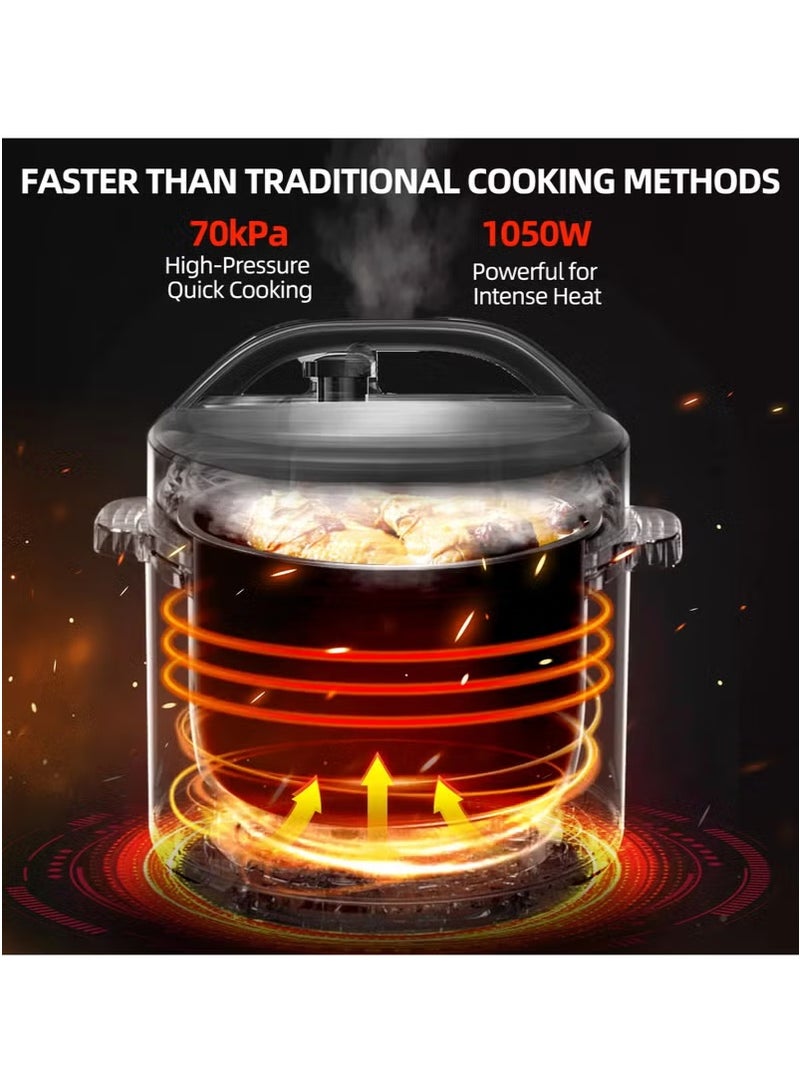 SILVER CREST SILVER CREST 10 In 1 Electric Pressure Cooker Instant Programmable Smart Pot 1050 Watts Rice Cooker, 6 Liters, 10 Smart Programs Black MES6817  - Image 4