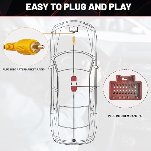 RED WOLF سلك توصيل كاميرا الرجوع العكسي مع قابس RCA لسيارات GM GMC Yukon Chevy Suburban من 2006-2015 لتثبيت كاميرا الرجوع العكسي الأصلية مع راديو ستيريو بعد السوق RWGM1488 موصل سلكي - Image 5