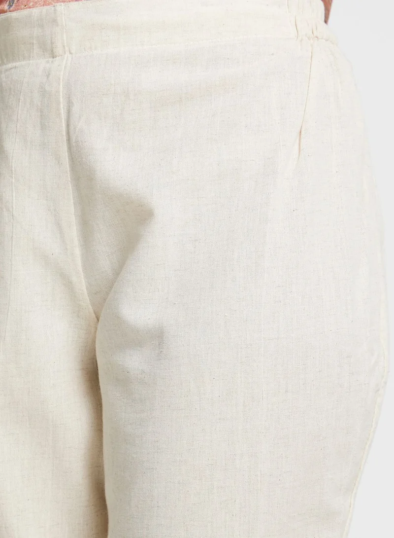 kolaba Embroidered Hem High Waist Pants