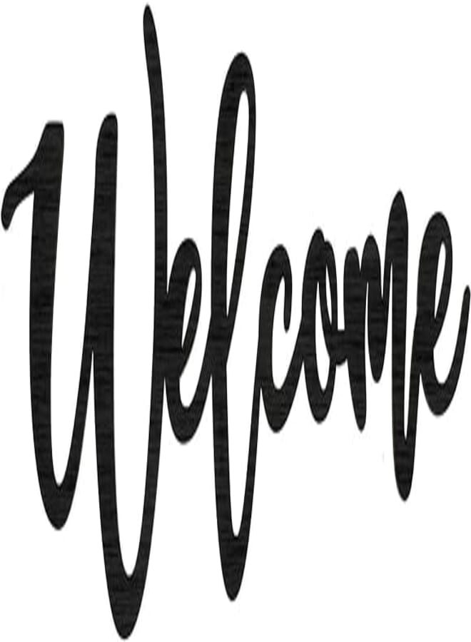 Jetec Wood Cutout Welcome Sign Wooden Welcome Wall Decor Word Sign Wood Art Sign for Front Door Rustic Home Gallery Wall Decorations (Black)