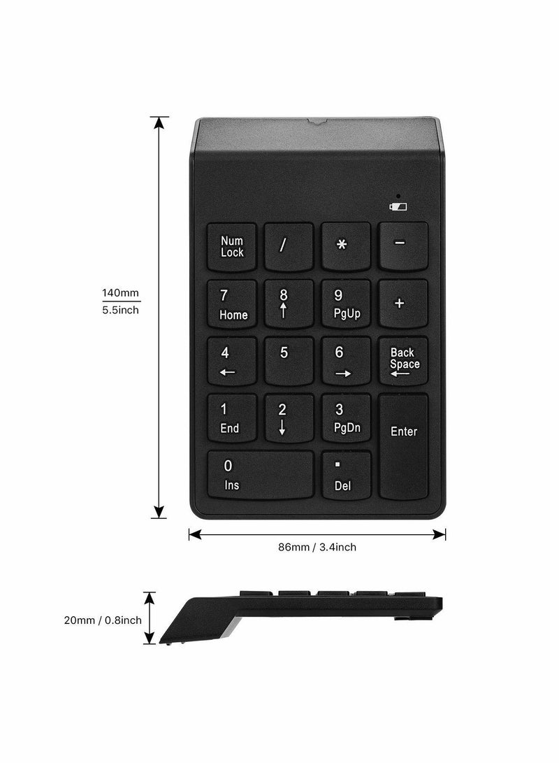 Wireless Silent Number Pad Portable Numeric Keypad Keyboard with Mini USB Receiver for Laptop Notebook, Desktop PC Computer, Compatible with Windows, 10 Million Keystrokes Life，10M Use Distance - Image 2