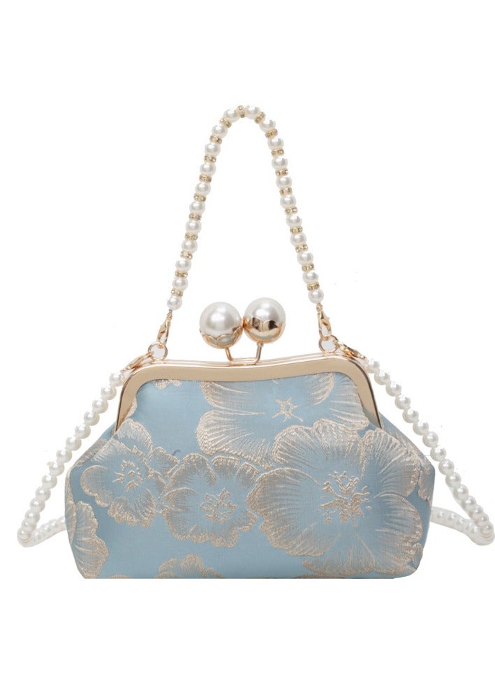 Chinese Style Embroidered Women's Bag Chinese Rretro Handbag Crossbody Bag Versatile Pearl Dinner Bag  - Image 1