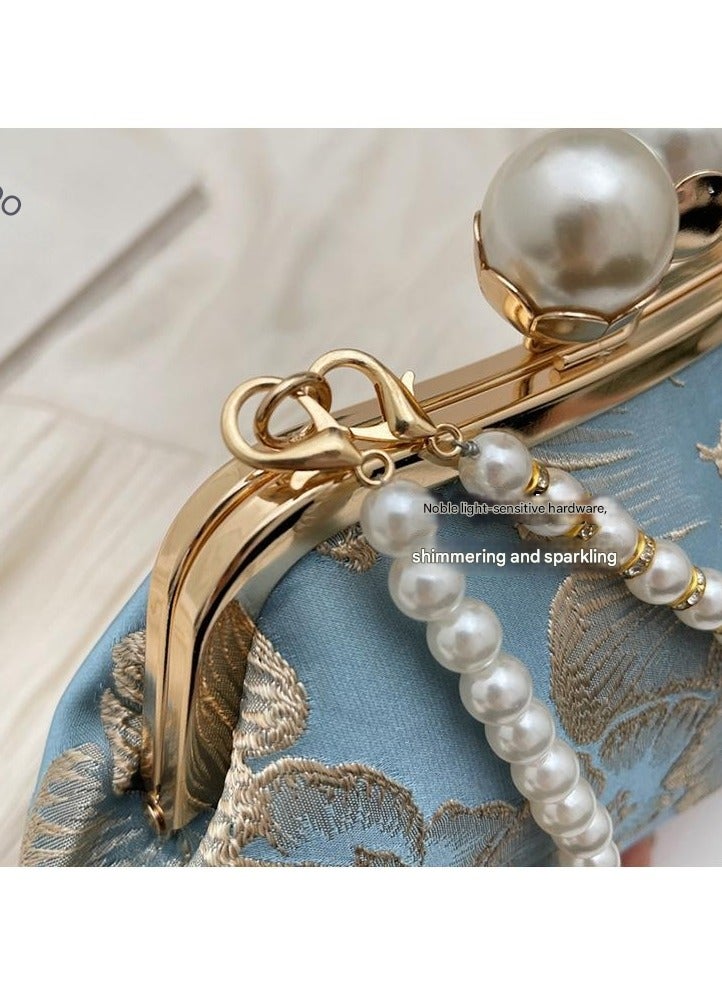 Chinese Style Embroidered Women's Bag Chinese Rretro Handbag Crossbody Bag Versatile Pearl Dinner Bag  - Image 4