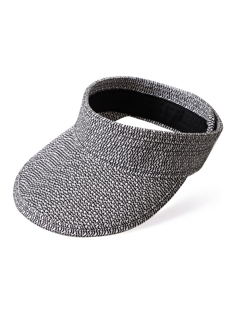 KASTWAVE Summer Visors Women Summer Sun Hat Lady's Portable Beach Visor Bowknot Straw Hat - Image 1