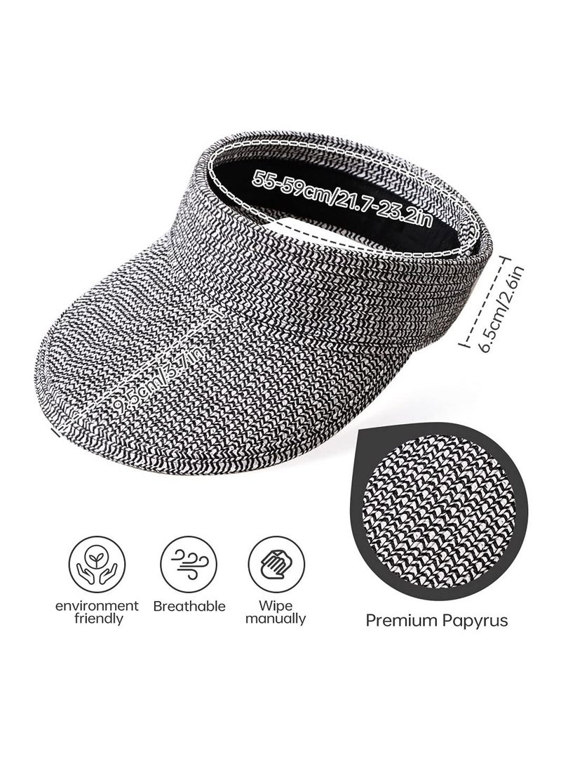 KASTWAVE Summer Visors Women Summer Sun Hat Lady's Portable Beach Visor Bowknot Straw Hat - Image 5