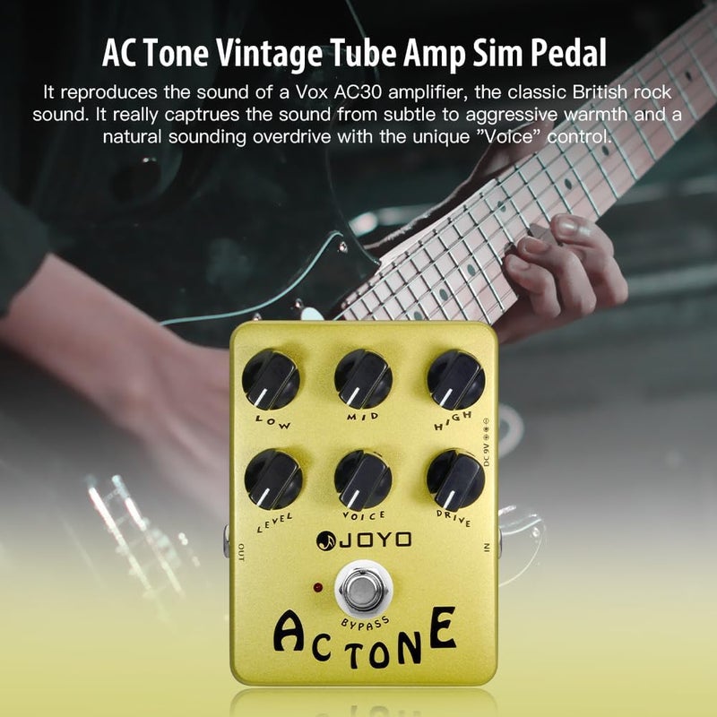 JOYO Distortion Vintage Tube AC30 Amp Simulator Pedal British Rock Sound for Electric Guitar Effect - Bypass (AC Tone JF-13) - Image 2