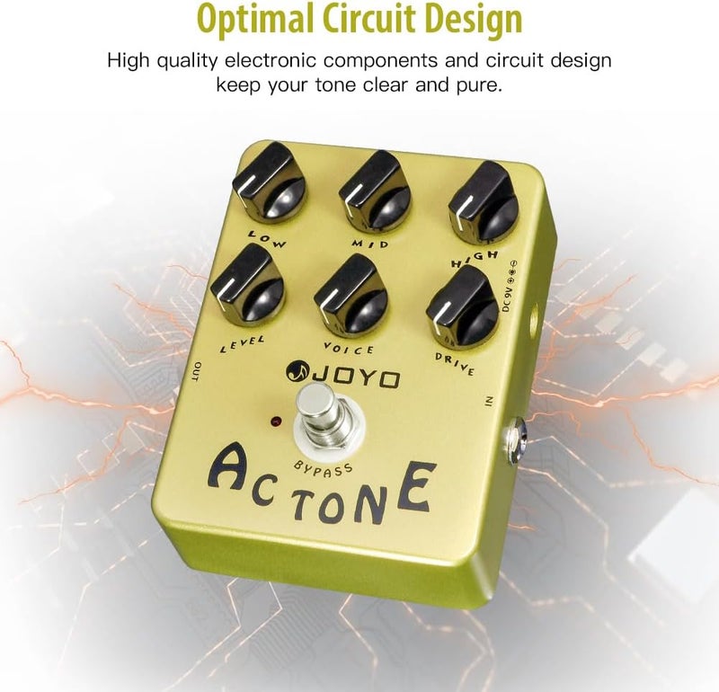 JOYO Distortion Vintage Tube AC30 Amp Simulator Pedal British Rock Sound for Electric Guitar Effect - Bypass (AC Tone JF-13) - Image 3