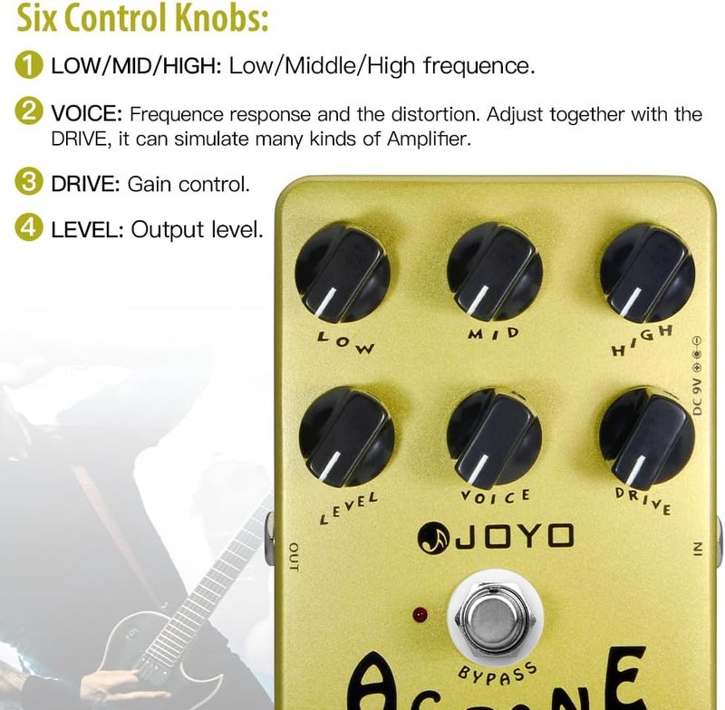JOYO Distortion Vintage Tube AC30 Amp Simulator Pedal British Rock Sound for Electric Guitar Effect - Bypass (AC Tone JF-13) - Image 4