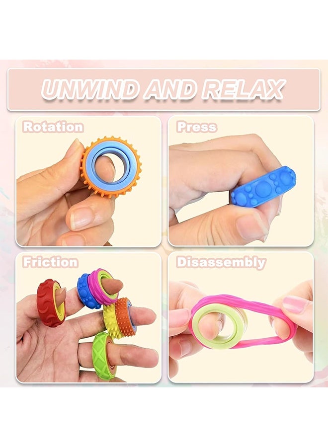 ألعاب فيدجيت، عبوة من 6 ألعاب فيدجيت للكبار والصغار، حلقات دوارة للأصابع بتصميم محكم، لتخفيف التوتر واضطراب فرط الحركة ونقص الانتباه، ألعاب هادئة للأطفال والبالغين في الفصول الدراسية والمكاتب. - Image 3