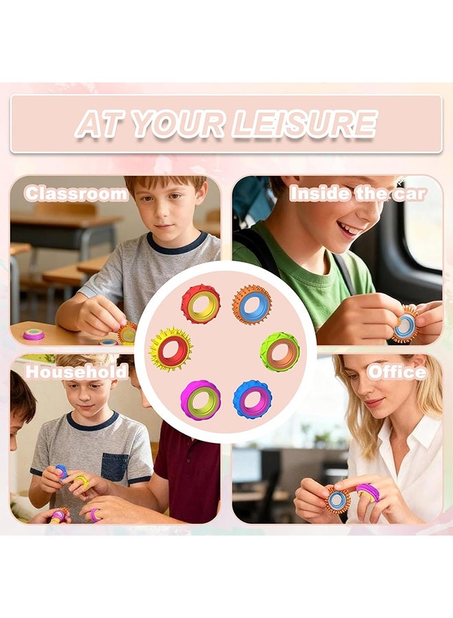 ألعاب فيدجيت، عبوة من 6 ألعاب فيدجيت للكبار والصغار، حلقات دوارة للأصابع بتصميم محكم، لتخفيف التوتر واضطراب فرط الحركة ونقص الانتباه، ألعاب هادئة للأطفال والبالغين في الفصول الدراسية والمكاتب. - Image 5