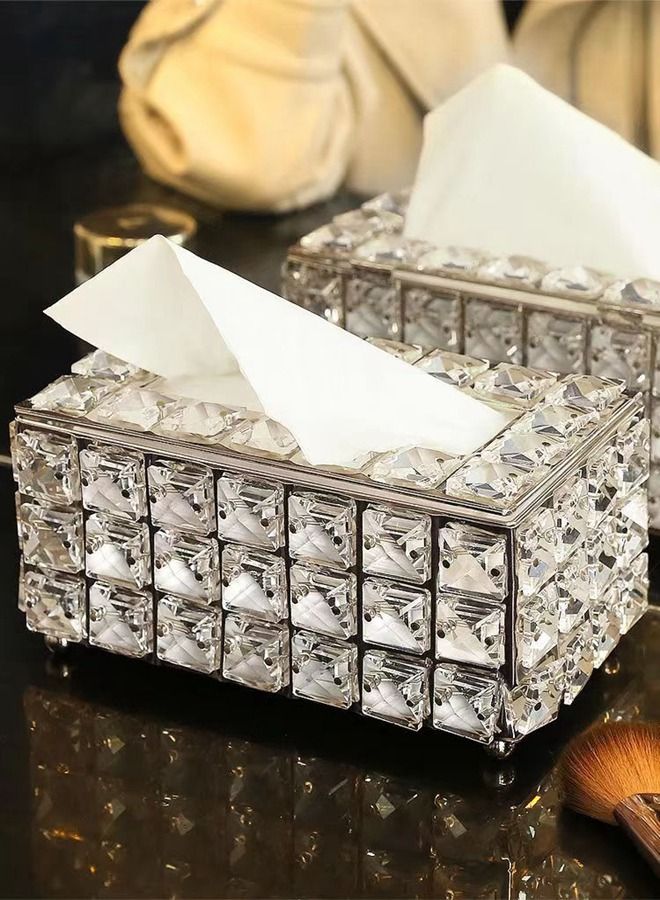 HomarKet European Style Crystal Tissue Box Cover Creative Tissue Holders Facial Tissue Dispenser for Bathroom Vanity Countertops and Bedroom  - Image 3