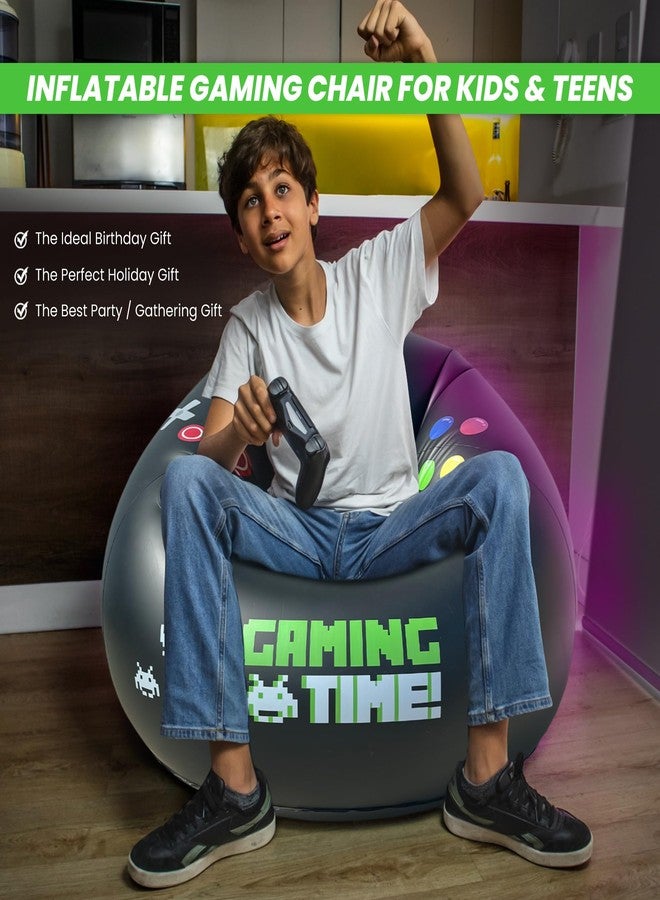 FranFusion Inflatable Gaming Chair for Kids & Teens with Cup Holders and Side Pocket - This Air Gaming Bean Bag Chairs for kids is The Perfect Furniture for Gamer Room Decor - Perfect Gaming Stuff for boys 4-12 - Image 2