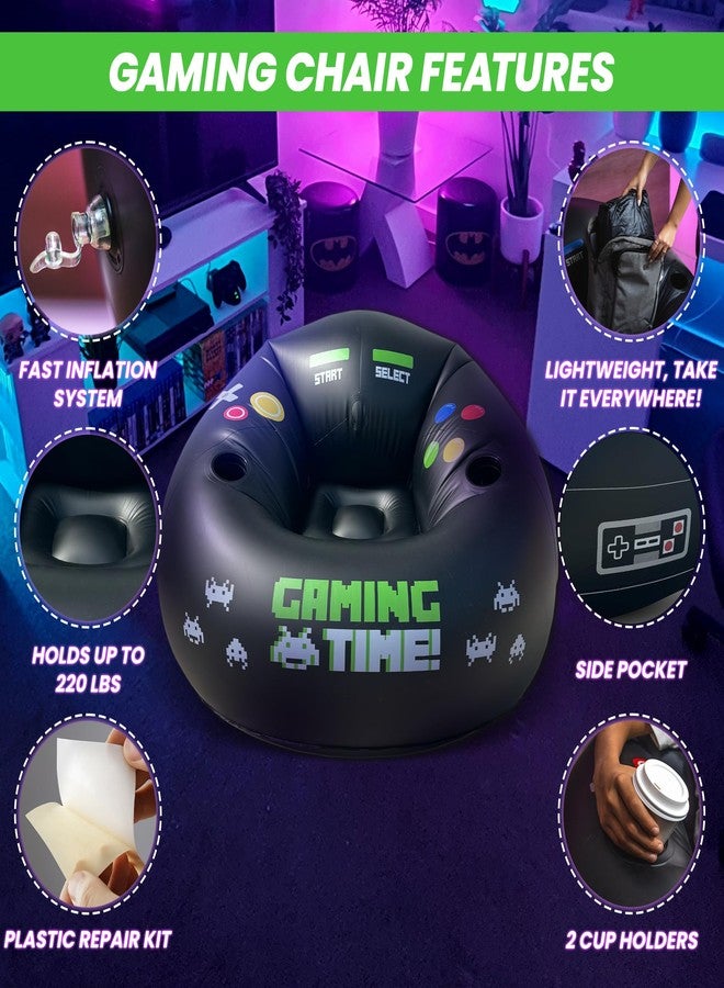 FranFusion Inflatable Gaming Chair for Kids & Teens with Cup Holders and Side Pocket - This Air Gaming Bean Bag Chairs for kids is The Perfect Furniture for Gamer Room Decor - Perfect Gaming Stuff for boys 4-12 - Image 3