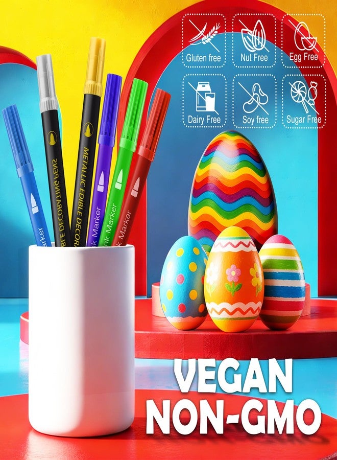 DecorRom Edible Markers for Cookie Decorating, 10Pcs Food Coloring Pens Double Side Food Grade Edible Pens with Fine & Thick Tip for Cakes, Easter Eggs, Fondant, Cookies, Frosting, Painting, Baking, Macarons - Image 4
