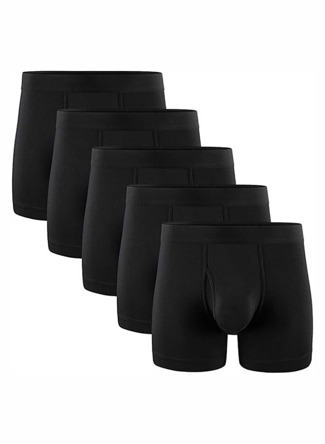 JOGAMS Mens Boxer Shorts Soft Cotton Men 5Pcs Breathable Mens Underwear Boxer Briefs - Image 1