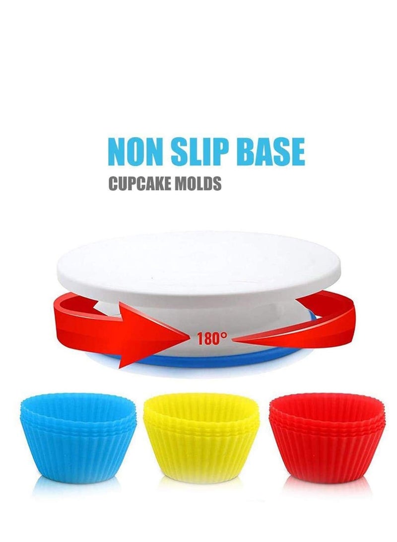 SYOSI Cake Decorating Supplies Kit, 107 pieces - Cake Stand, Disposable and Reusable Piping Bags, Stainless Steel Piping Tips, Silicone Cupcake Molds, Cake Scrapers, Spatulas - Image 4