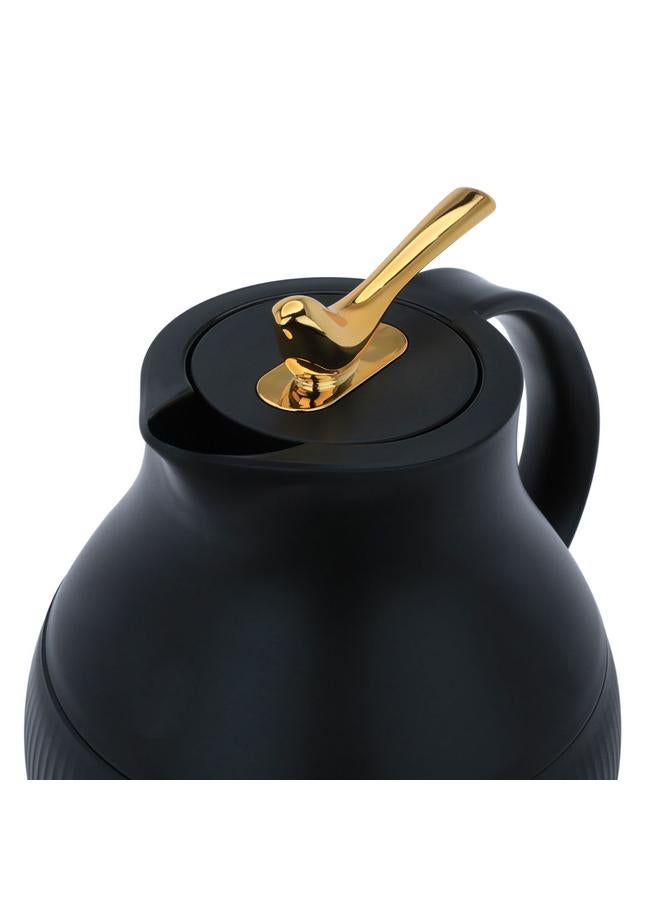 رويال 6 ترمس زجاجي سعة 950 مل جسم بلاستيكي أسود - Image 3