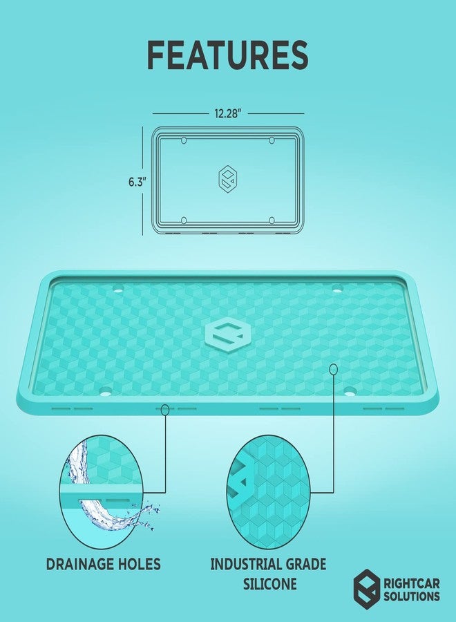 Rightcar Solutions Silicone License Plate Frame | The Original Premium Grade Silicone Car Plate Frame | Rust Proof, Rattle Proof, Weather Proof License Plate Holder (Aqua Blue) - Image 3
