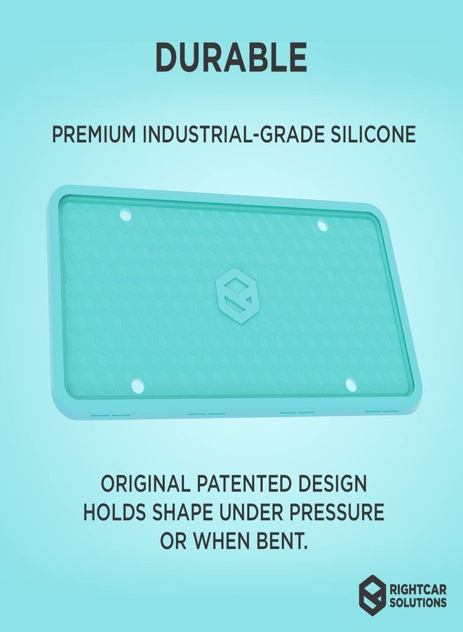 Rightcar Solutions Silicone License Plate Frame | The Original Premium Grade Silicone Car Plate Frame | Rust Proof, Rattle Proof, Weather Proof License Plate Holder (Aqua Blue) - Image 2