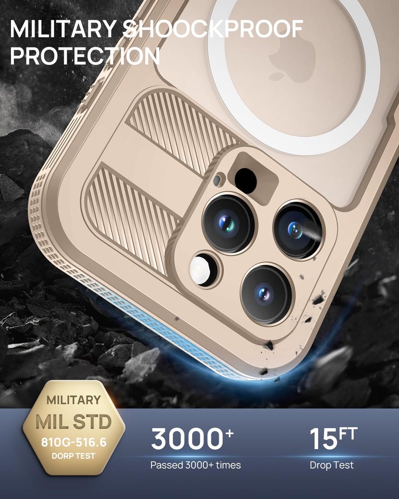 Lanhiem Magnetic for iPhone 16 Pro Max Case, IP68 Waterproof Dustproof Case, [Compatible with Magsafe] [Built-in Screen Protector] Full Body Heavy Duty Rugged Phone Cover 6.9 inch, Desert - Image 5