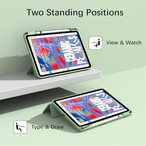 Divufus Case for iPad Pro 11 inch 4th/3rd/2nd Generation, Lightweight Slim Auto Sleep/Wake Smart Cover Soft TPU Back Case with Pencil Holder for iPad Pro 11" 2022/2021/2020, Matcha Green - Image 5