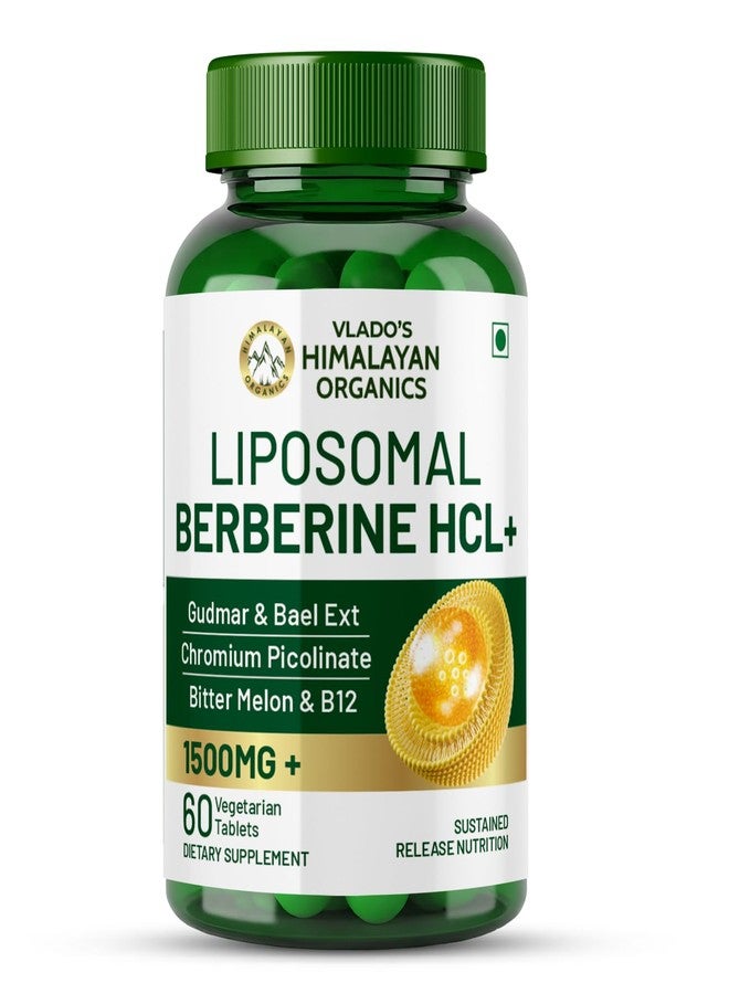 Himalayan organics Vlado's Himalayan Organics Liposomal Berberine HCL+ 1500mg+ with Piperine, Chromium , Bitter Melon, Bael, Gudmar & Vitamin B12 |For Metabolism, Hormonal Balance, Healthy Blood Sugar & Cholesterol Levels | 60 Veg Tablets - Image 1