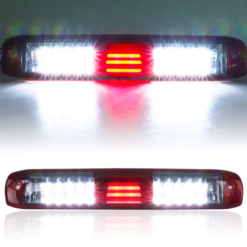for 99-07 Chevrolet (Chevy) Silverado GMC Sierra 1500 2500 3500 HD Classic, LED Third 3rd Brake Light Rear Cargo Lamp High Mount Stop light Chrome Housing (Red)