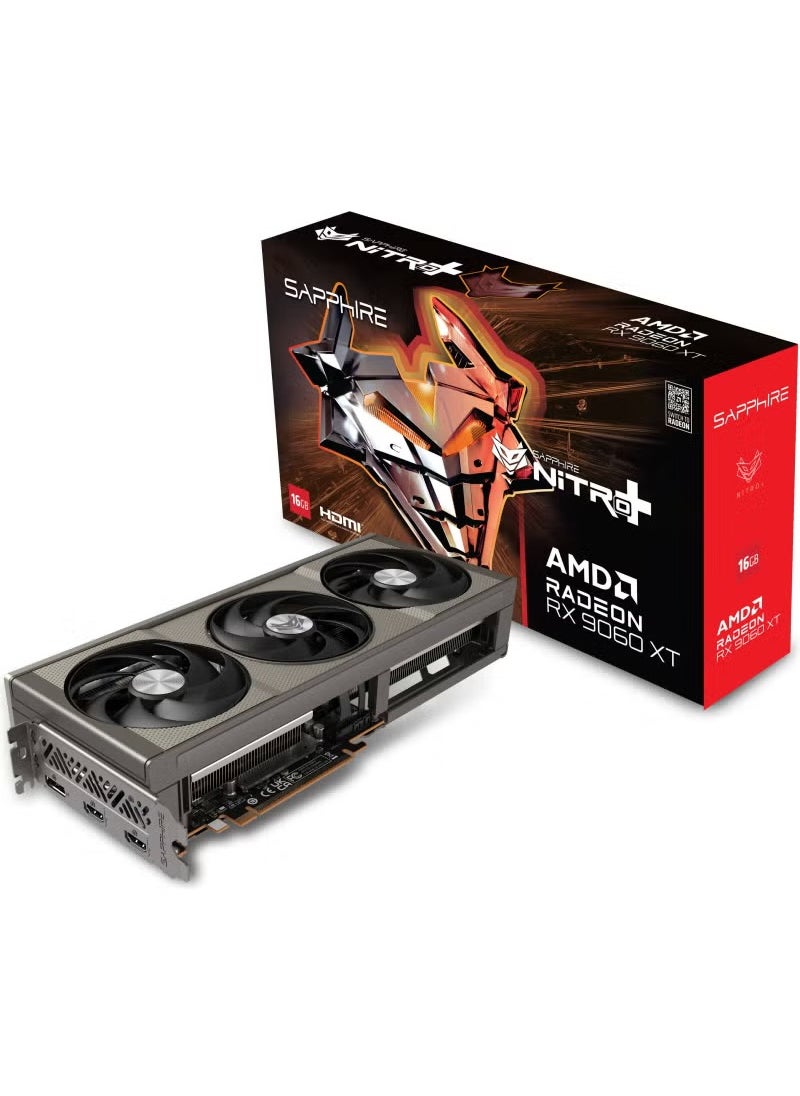 Sapphire NITRO+ AMD Radeon RX 9060 XT Graphics Card, 16GB GDDR6 128-Bit Memory, 3320 MHz Boost Clock, 2048 Stream Processors, 20 Gbps Memory Clock, PCI-Express 5.0 x16 | 11350-01-20G  - Image 1