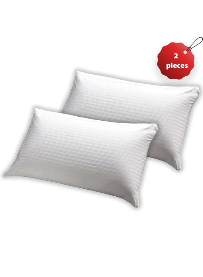 عدد 2 وسادة مخططة للفنادق بوزن 1 كجم مقاس كوين 40x17x17سم - Image 1