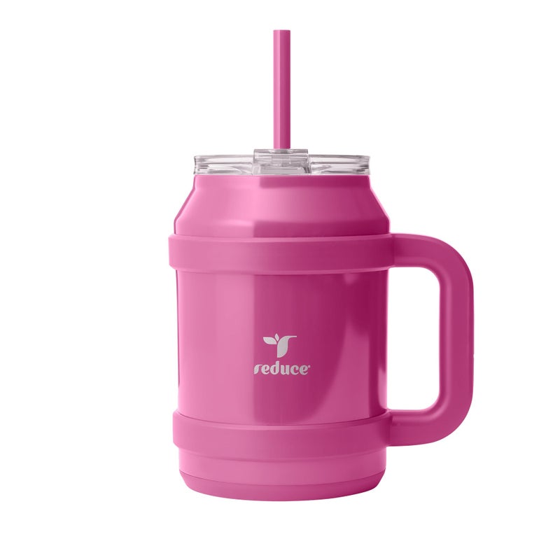 REDUCE Reusable 50 oz Cold1 Water Tumbler  Ergonomic Handle  DoubleWall Insulation  Sturdy DesktopTabletop Mug with Lid and Straw  BPAFree  Stainless Steel for Gym Home or Office Sangria
