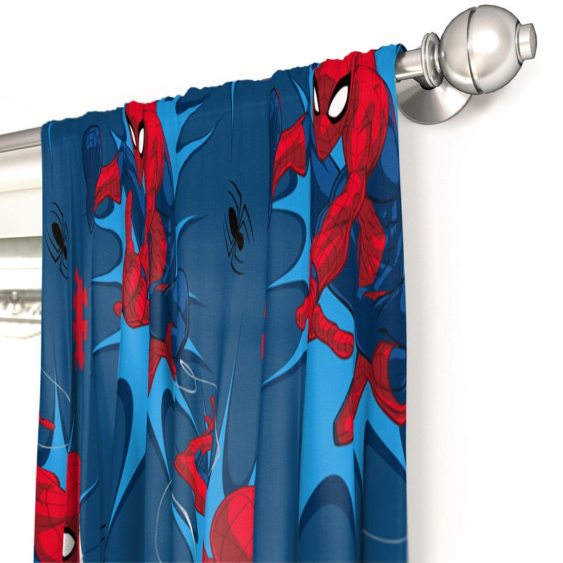 Jay Franco Kids Window Drapes - 4 Piece Curtain Set Includes 2 Tiebacks, Beautiful Bedding Room DÃ©cor and Easy Set Up, Blue - Spiderman, 84 Inch - Image 3