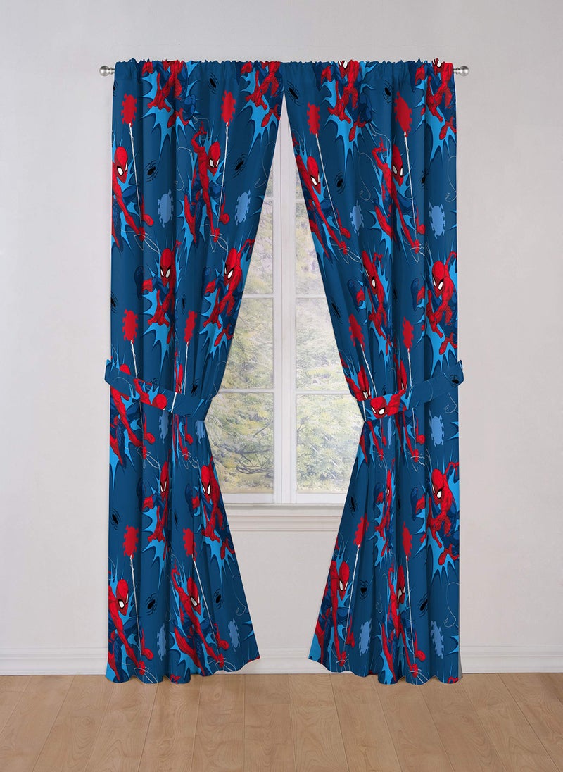 Jay Franco Kids Window Drapes - 4 Piece Curtain Set Includes 2 Tiebacks, Beautiful Bedding Room DÃ©cor and Easy Set Up, Blue - Spiderman, 84 Inch - Image 5