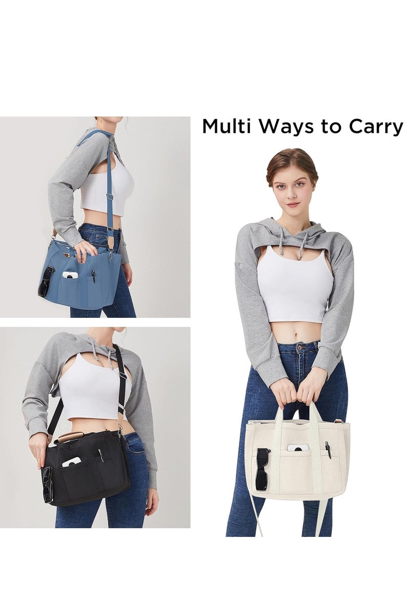 Arabest A Large Capacity Shoulder Bag with Multiple Pockets, Featuring Compartments, a Versatile Tote Bag with Durable Handles, Crossbody Tote Bag for Women Shoulder Handbag Everything Tote Bag with Compartments (Beige) - Image 2