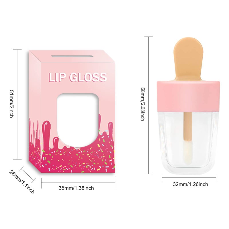 ANZKA ANZKA 15 Pack Icecream Lip Gloss Tube Boxes Packaging, Pink Lip Gloss Boxes for 2.68x1.62 Inch Ice Cream Shaped Empty Lipgloss Tubes, Pink Ice Cream Lip Gloss Tube Bottle Packaging(Not include  - Image 2