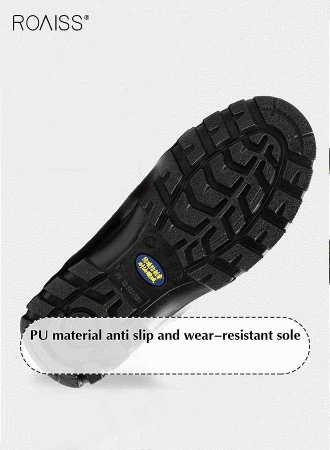 roaiss Men's Steel Toe Outdoor Work Shoes Comfortable Anti Smashing Puncture Proof Slip on Indestructible Safety Shoes Steel Closed Toes Breathable Labor Protection Shoes - Image 4