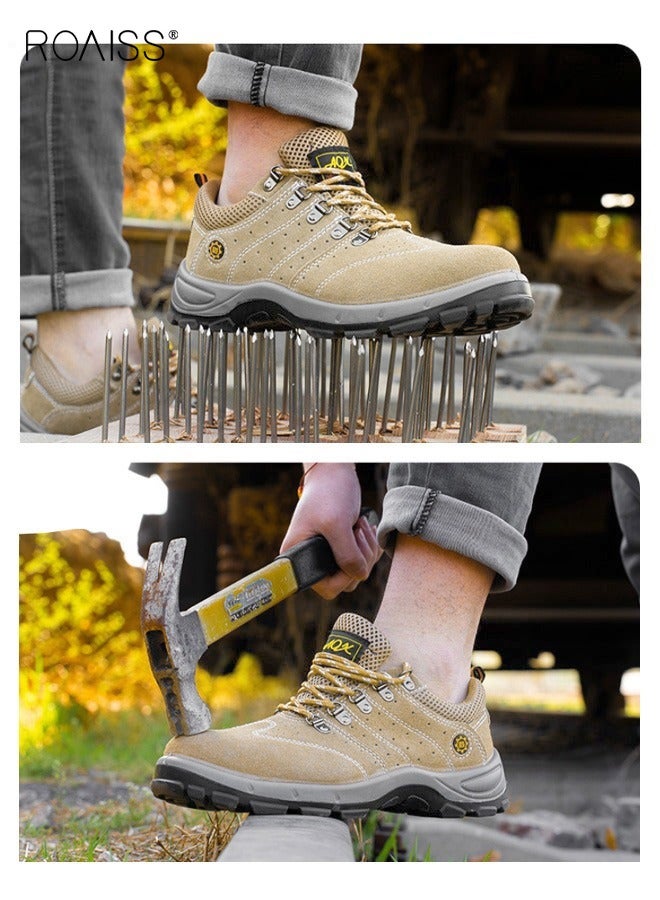 roaiss Men's Steel Toe Outdoor Work Shoes Comfortable Anti Smashing Puncture Proof Slip on Indestructible Safety Shoes Steel Closed Toes Breathable Labor Protection Shoes - Image 3