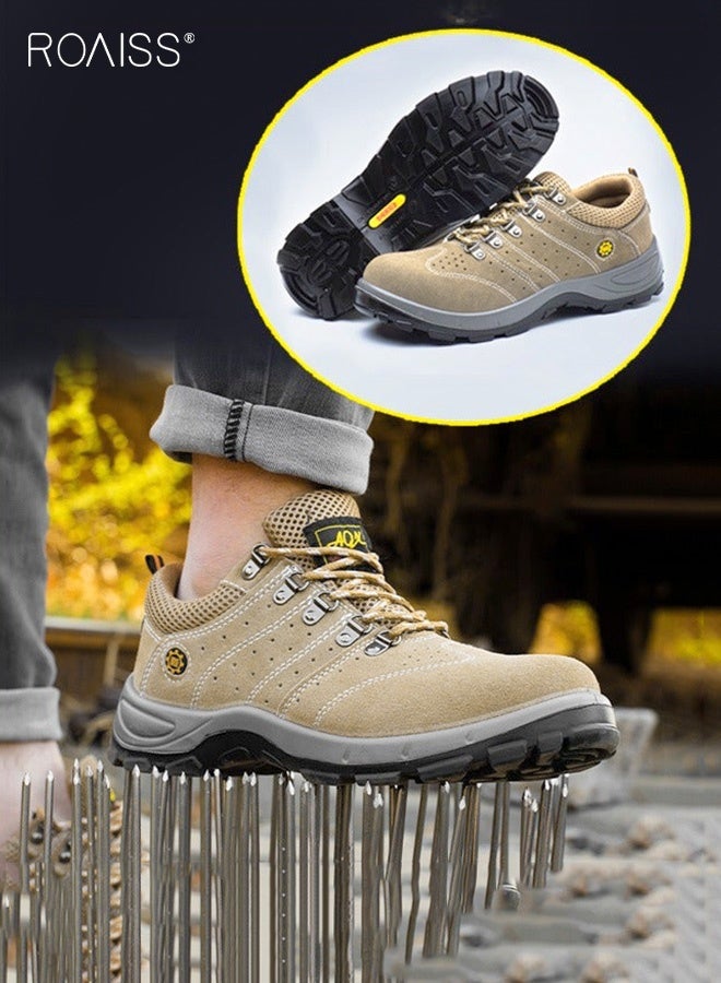 roaiss Men's Steel Toe Outdoor Work Shoes Comfortable Anti Smashing Puncture Proof Slip on Indestructible Safety Shoes Steel Closed Toes Breathable Labor Protection Shoes - Image 1