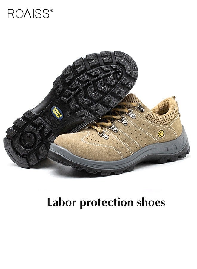 roaiss Men's Steel Toe Outdoor Work Shoes Comfortable Anti Smashing Puncture Proof Slip on Indestructible Safety Shoes Steel Closed Toes Breathable Labor Protection Shoes - Image 2
