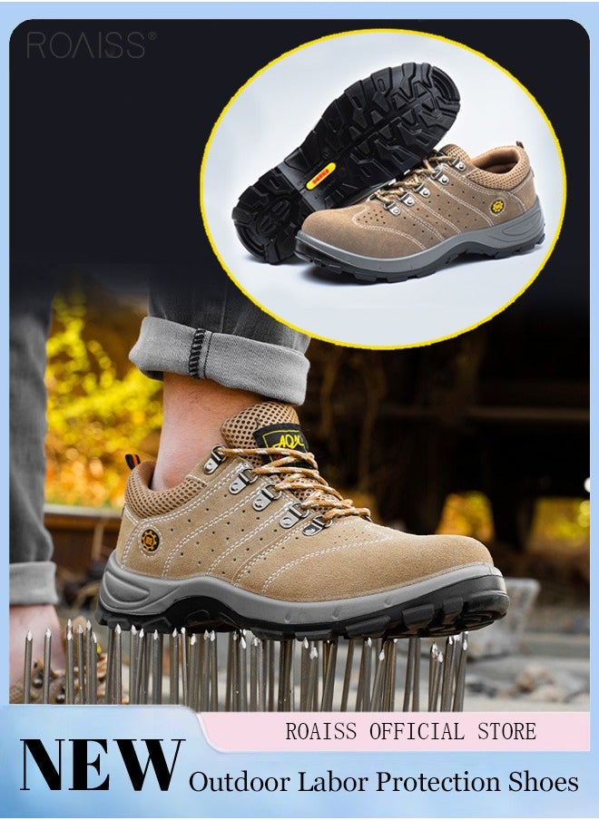 roaiss - Men's Steel Toe Outdoor Work Shoes Comfortable Anti Smashing Puncture Proof Slip on Indestructible Safety Shoes Steel Closed Toes Breathable Labor Protection Shoes - Image 1