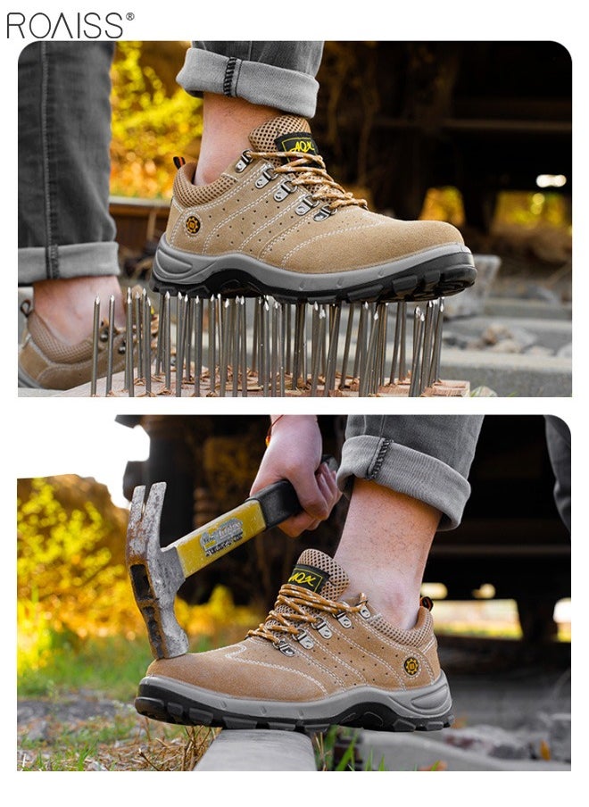 roaiss - Men's Steel Toe Outdoor Work Shoes Comfortable Anti Smashing Puncture Proof Slip on Indestructible Safety Shoes Steel Closed Toes Breathable Labor Protection Shoes - Image 1