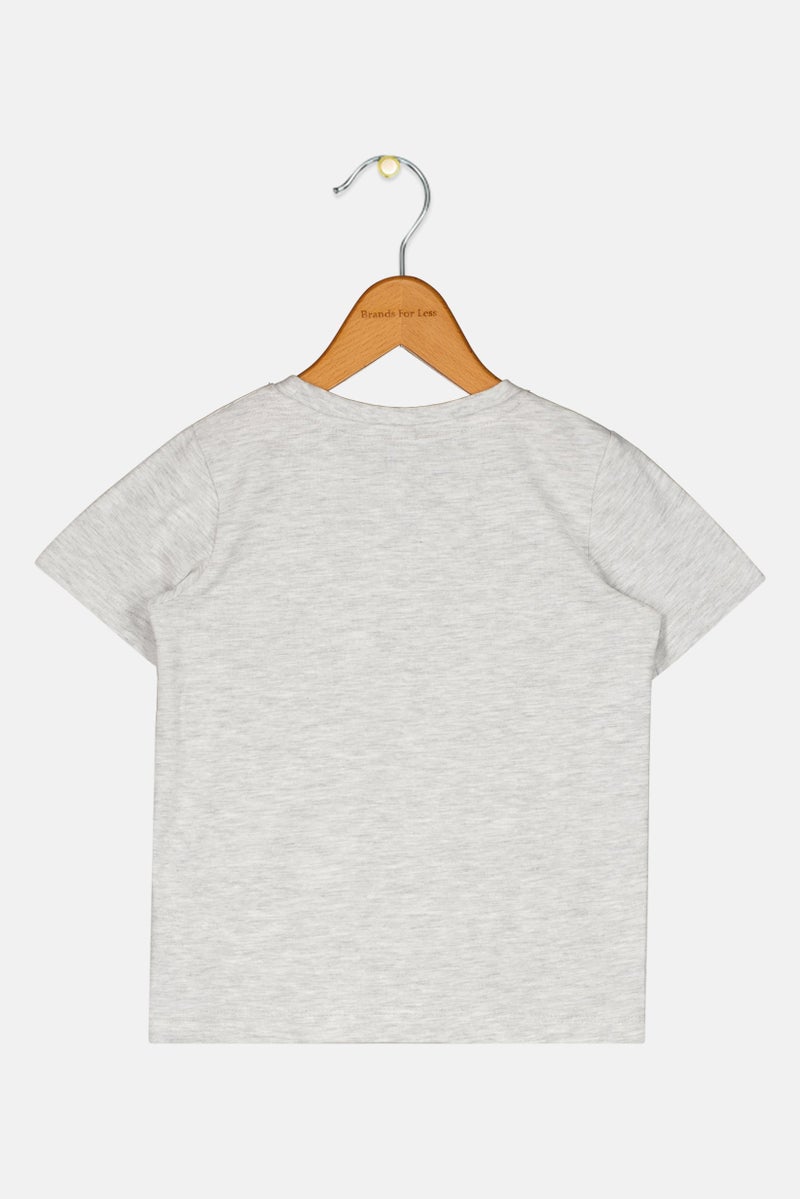 NAME IT تي شيرت قصير الأكمام بطباعة جرافيك للأطفال الأولاد، رمادي - Image 2