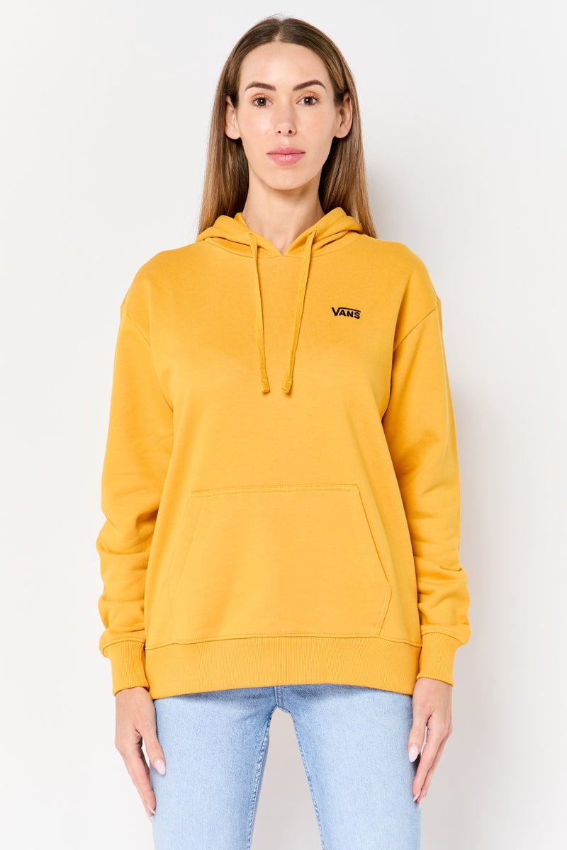 VANS Women Embroidered Logo Long Sleeve Hoodie, Yellow - Image 1