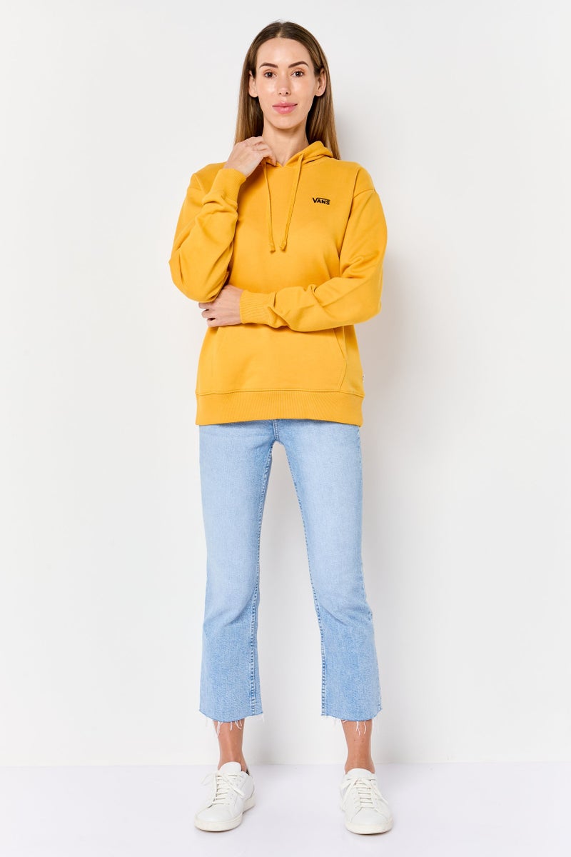 VANS Women Embroidered Logo Long Sleeve Hoodie, Yellow - Image 2